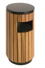 Affaldsspand, sort og stål med træ look, 60 l (1 stk)