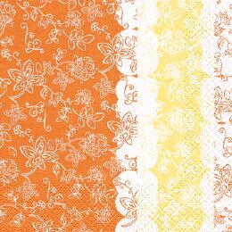 Lara orange, Home Fashion, 3-lags, 1/4 fold, design, gul/orange, papir, 25x25 cm (240 stk)