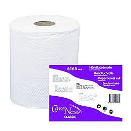 Håndklæderulle 1-lags perforeret hvid (6 ruller)