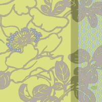 Zen serviet, Duni, 3-lags, 1/4 fold, design, grøn/gul/hvid, papir, 33x33 cm (1000 stk)