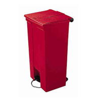 Step-on container, Rubbermaid, med låg og pedal, brandsikker, rød, 87 l (1 stk)